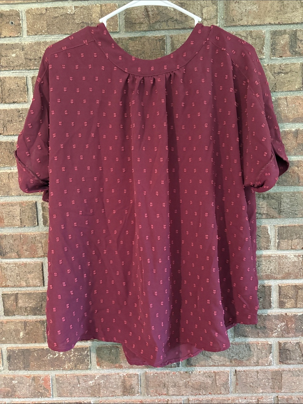 Women's Burgundy Short-Sleeve Blouse